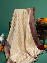 handwoven pure katan silk mashru striped banarasi