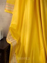 handwoven pure katan silk yellow banarasi