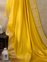 handwoven pure katan silk yellow banarasi