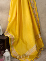 handwoven pure katan silk yellow banarasi