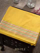 handwoven pure katan silk yellow banarasi