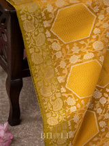 handwoven pure kora silk banarasi in conceptual jaal