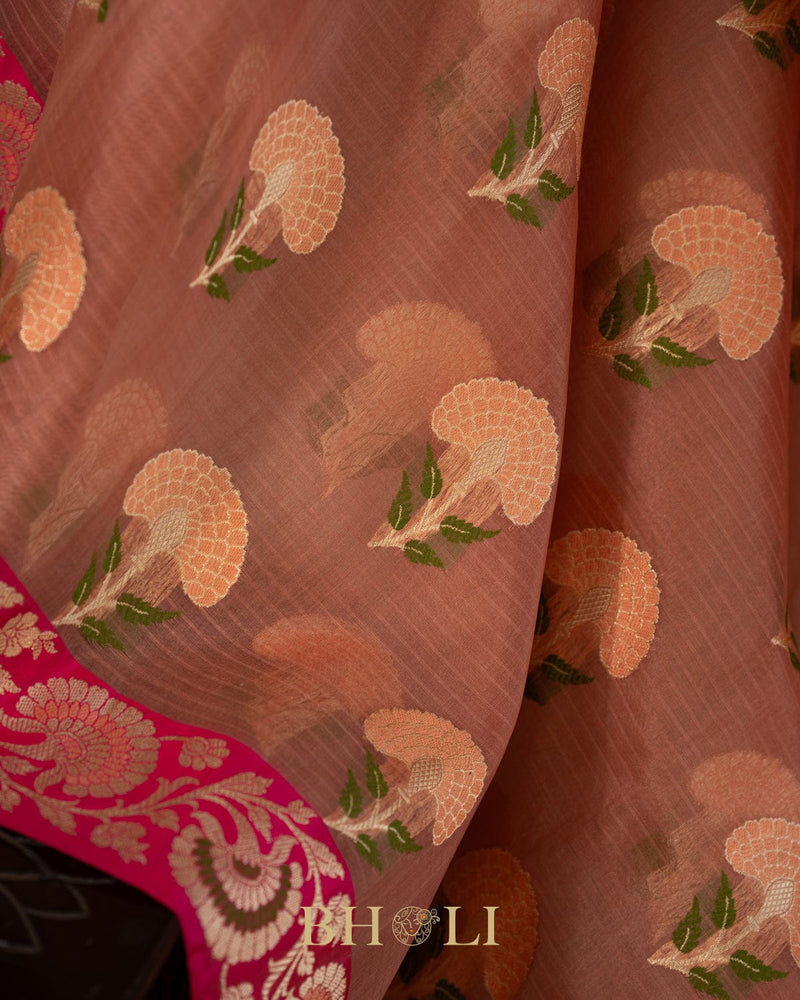 handwoven pure kora silk kaduwa banarasi in mauve color