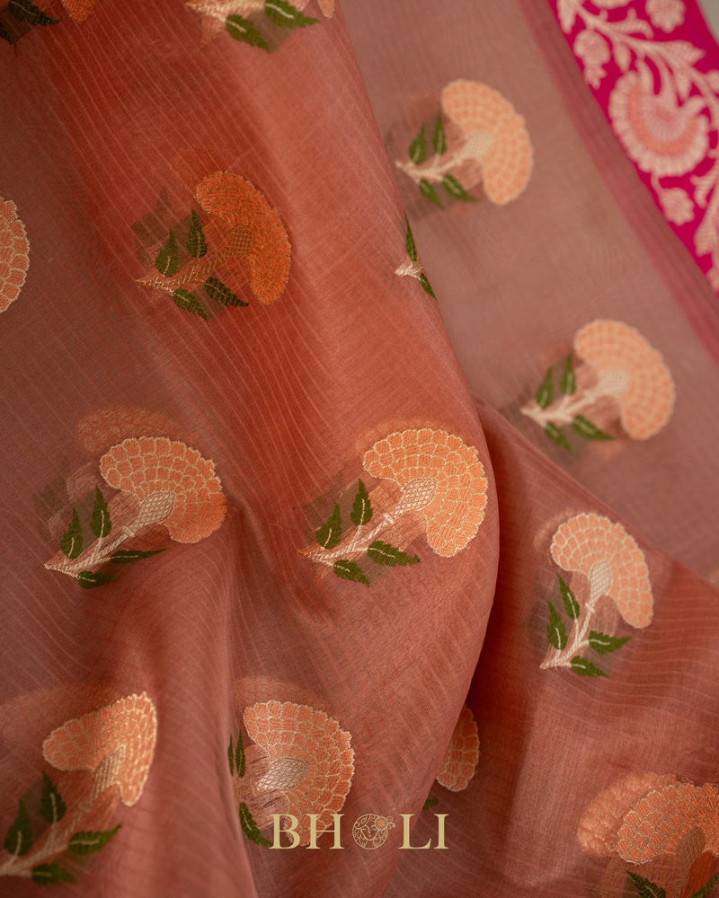 handwoven pure kora silk kaduwa banarasi in mauve color