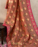 handwoven pure kora silk kaduwa banarasi in mauve color