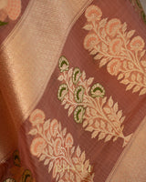 handwoven pure kora silk kaduwa banarasi in mauve color