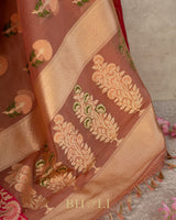 handwoven pure kora silk kaduwa banarasi in mauve color