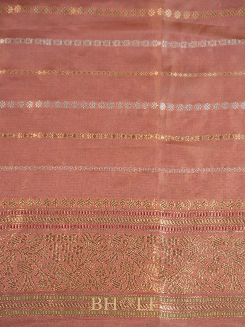 handwoven pure kora silk kaduwa banarasi in mauve color