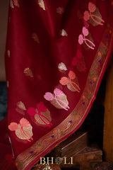 handwoven pure kora silk kaduwa meenakari buta banarasi