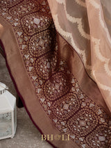 handwoven pure kora silk with kadiyal katan border banarasi