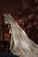 handwoven pure mashru gaji silk kaduwa jungla taupe banarasi