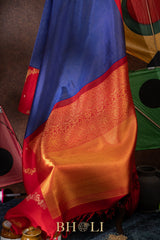 handwoven pure mulberry and zari korvai kanjivaram silk