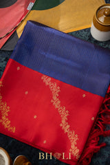 handwoven pure mulberry and zari korvai kanjivaram silk