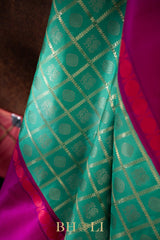 handwoven pure zari checkered big border korvai silk kanjivaram