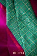 handwoven pure zari checkered big border korvai silk kanjivaram