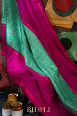 handwoven pure zari checkered big border korvai silk kanjivaram