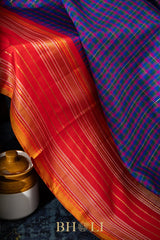 handwoven pure zari checkered korvai kanjivaram
