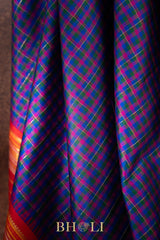 handwoven pure zari checkered korvai kanjivaram