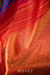 handwoven pure zari checkered korvai kanjivaram