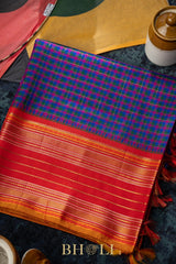 handwoven pure zari checkered korvai kanjivaram