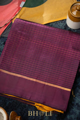 handwoven pure zari korvai kanjivaram with checkered pattern