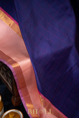 Handwoven pure zari mulberry silk kanjivaram with rettai pettu border