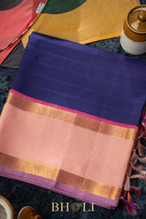 Handwoven pure zari mulberry silk kanjivaram with rettai pettu border