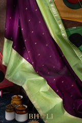 handwoven pure zari mulberry silk korvai retta pettu kanjivaram