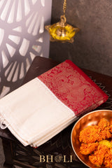 handwoven pure zari silk korvai red kanjivaram