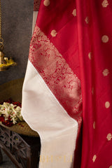 handwoven pure zari silk korvai red kanjivaram