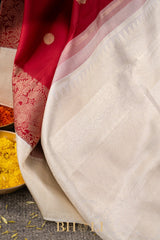 handwoven pure zari silk korvai red kanjivaram