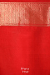 Handwoven Red Pure Katan Silk Banarasi