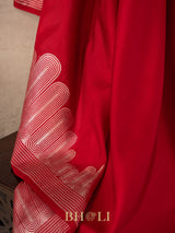 handwoven red pure katan silk kaduwa border banarasi