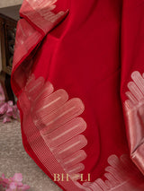 handwoven red pure katan silk kaduwa border banarasi