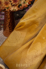 handwoven silk by silk gadwal single gold tone saree
