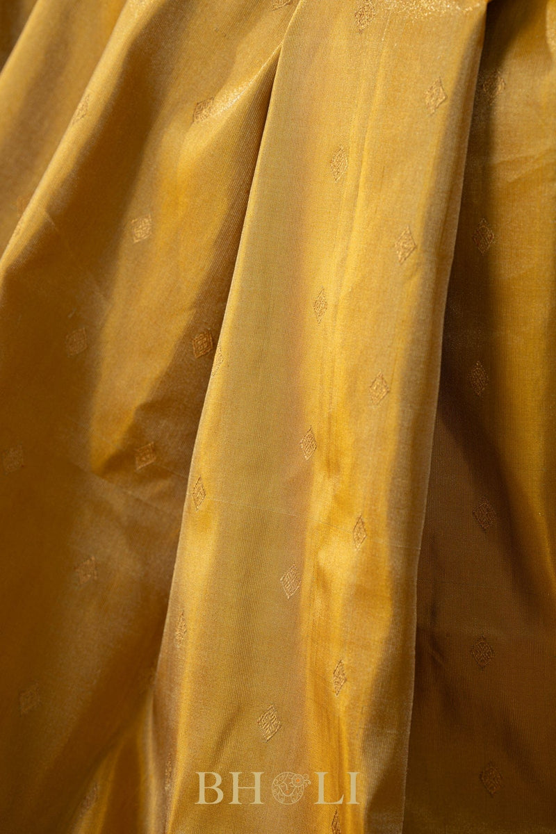 handwoven silk by silk gadwal single gold tone saree