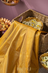 handwoven silk by silk gadwal single gold tone saree