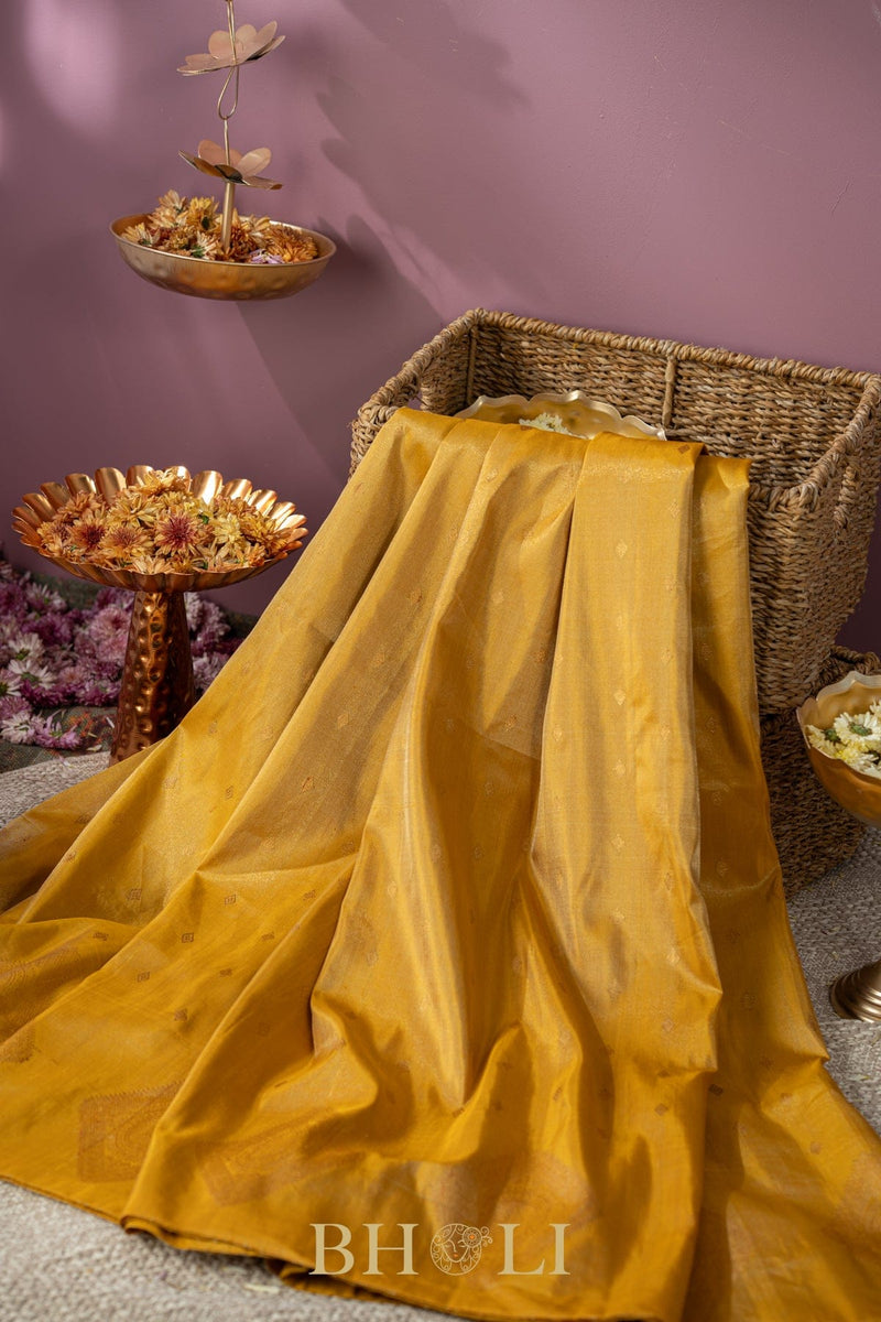 handwoven silk by silk gadwal single gold tone saree