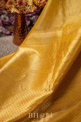 handwoven silk by silk gadwal single gold tone saree