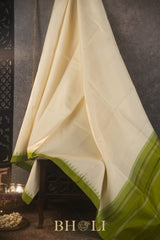 handwoven silk by silk green border kanjivaram