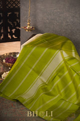 handwoven silk by silk green border kanjivaram