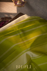 handwoven silk by silk green border kanjivaram