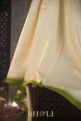 handwoven silk by silk green border kanjivaram