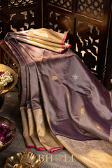 handwoven silk by silk kuttu mauve gadwal
