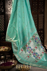 handwoven silk by silk silver zari meenakari gadwal