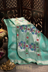 handwoven silk by silk silver zari meenakari gadwal