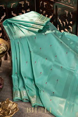 handwoven silk by silk silver zari meenakari gadwal