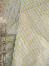 handwoven striped pure katan silk light blue banarasi