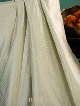 handwoven striped pure katan silk light blue banarasi