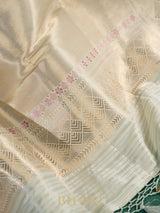 handwoven striped pure katan silk light blue banarasi